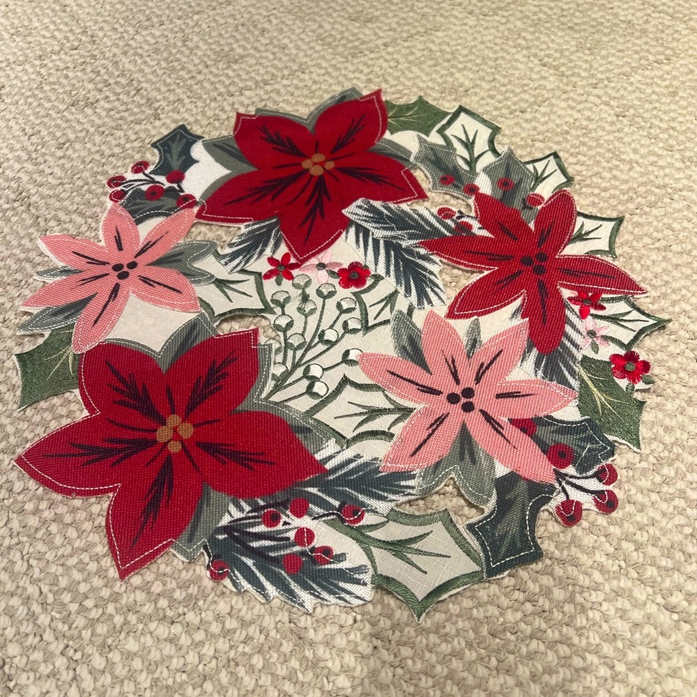 NWOT Set of 6 | st. nicholas Poinsettia Cut Out Placements | Beautiful Details